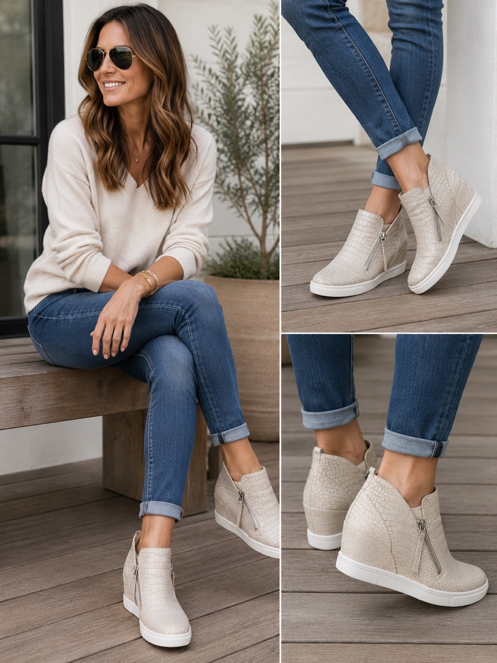 Steve Madden Caliber Tan Faux Croc High Top Zip Platform Sneakers 7 VGC